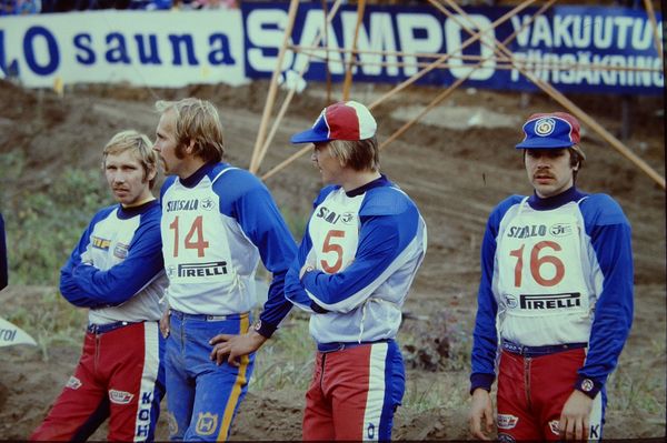 Team Finland. Matti Autio, Lars Öhberg, Erkki Sundström ja Tapani Pikkarainen.